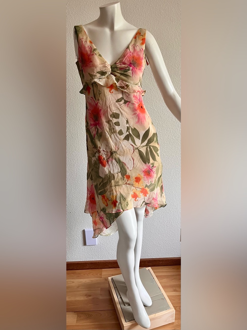 Maggy London Petites 6 Silk Floral Asymmetrical Dress Y2K Whimsigoth fairy